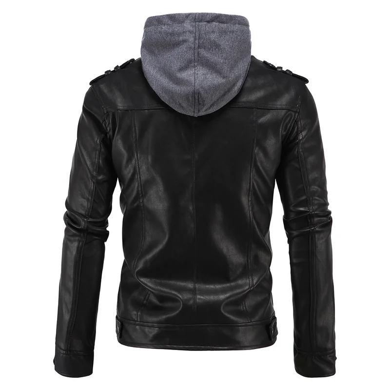 Мужская кожаная куртка с капюшоном большого размера Chaqueta De Cuero Para Hombre 2020|Куртки из