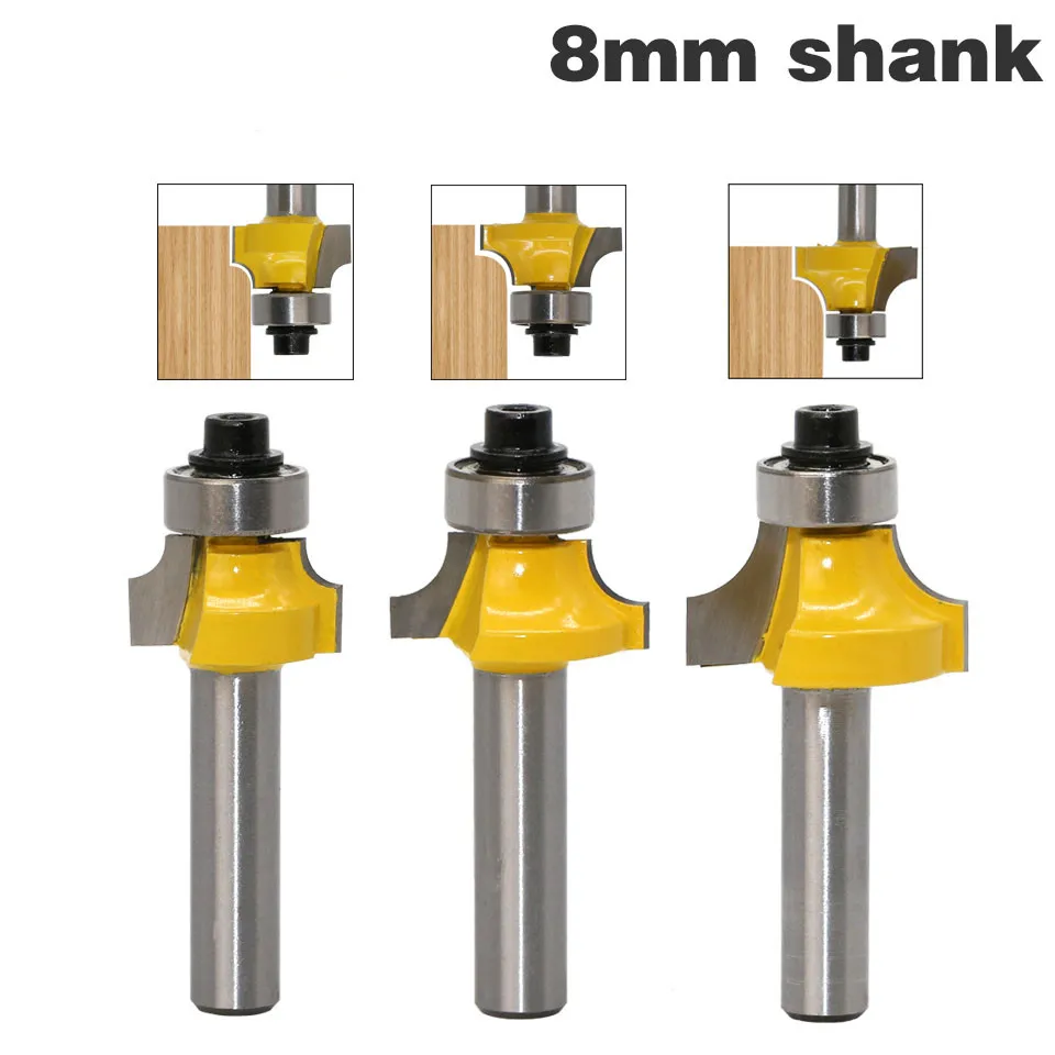 1 шт. 8 мм хвостовик Фрезерный резак по дереву Круглый-над фрезы деревообрабатывающий инструмент 2 Флейта концевая мельница с подшипником угловой круглый над бит