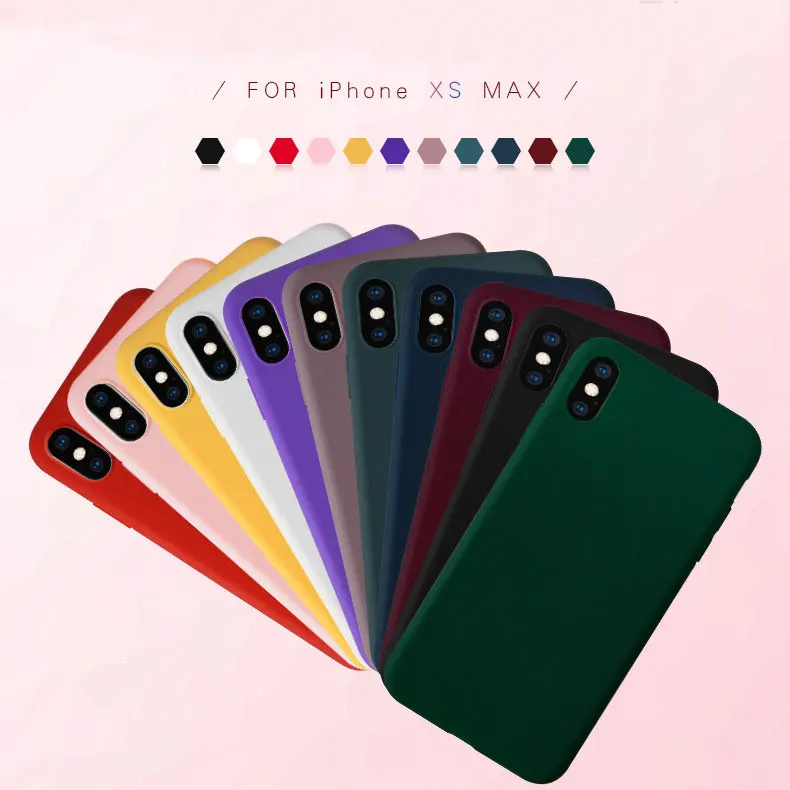 

Funda Plain Silicone For iPhone xs max Case Solid Color Cover For iPhone 11 pro X XR XS MAX 7 8 6 6S Plus Cases Simple TPU Coque
