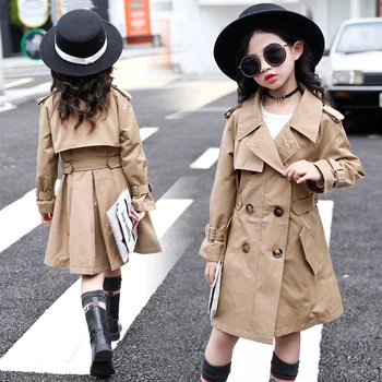 

Teenage Trench Coats For Girls Windbreaker Autumn Long Khaki Coats Children Clothing Kids Clothes School Outfits 8 10 12 Year