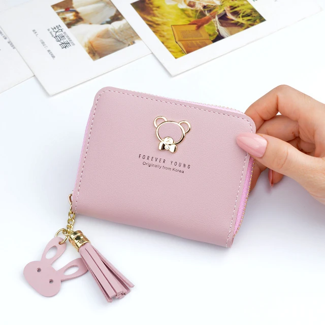 Fashion (Pink)Flower Tassel Zipper Women Wallet Leather Short Coin Purse  Cards Holder Money Bags Mini Wallet Flower Wallets Girls Carteira WAR @  Best Price Online