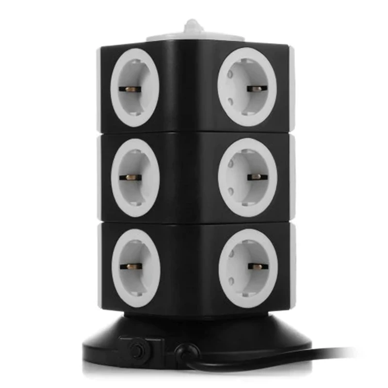 

Vertical AC 2 USB Smart Charging Socket USB Ports AC sockets- Black