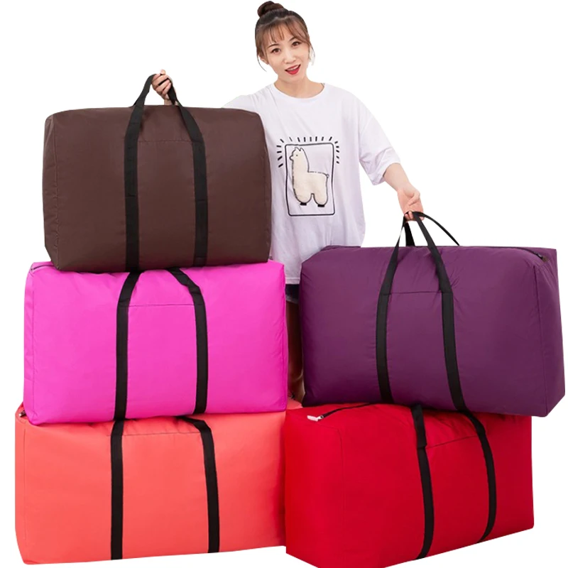 Portable Women Go Abroad Baggage Bag Large Capacity Oxford Waterproof 74L-112L Travel Bag Move House Storage Extra Large