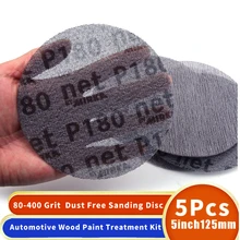 

5PCS Mesh Abrasive Dust Free Sanding Discs 5 Inch 125mm Anti-blocking Dry Grinding Sandpaper 80 to 400 Grit Sanding Sheets