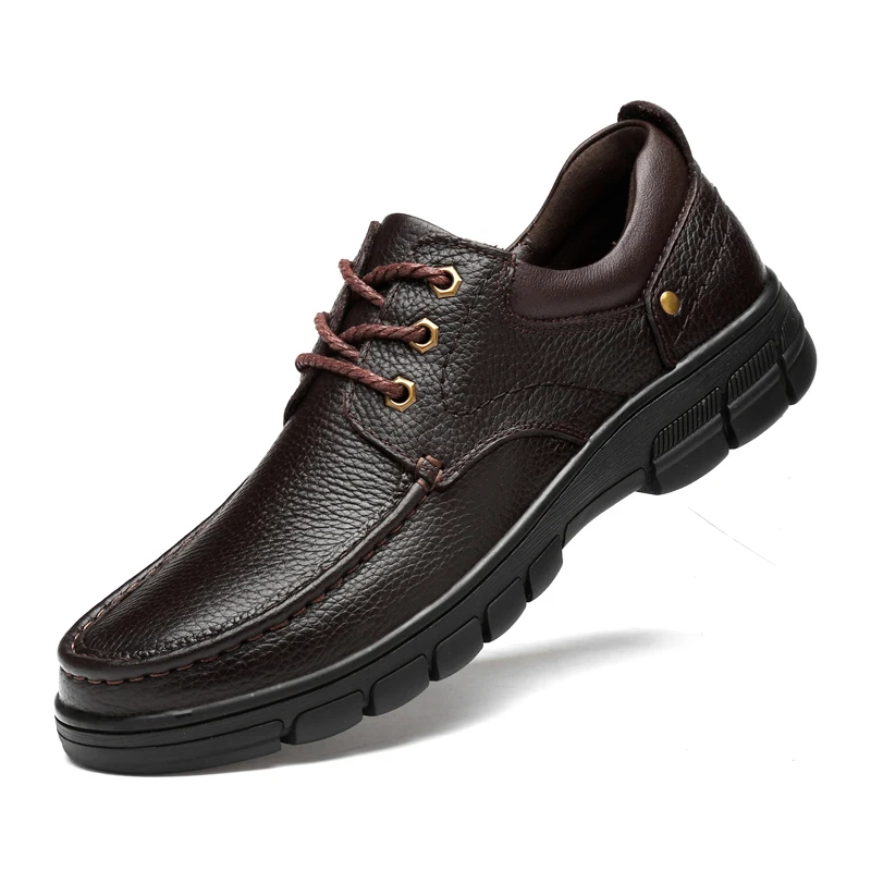Autumn Winter Genuine Leather Shoes Men Casual For Adult Chaussure Homme Cuir Black Brown Scarpe Uomo Eleganti Big Size 48 49 2