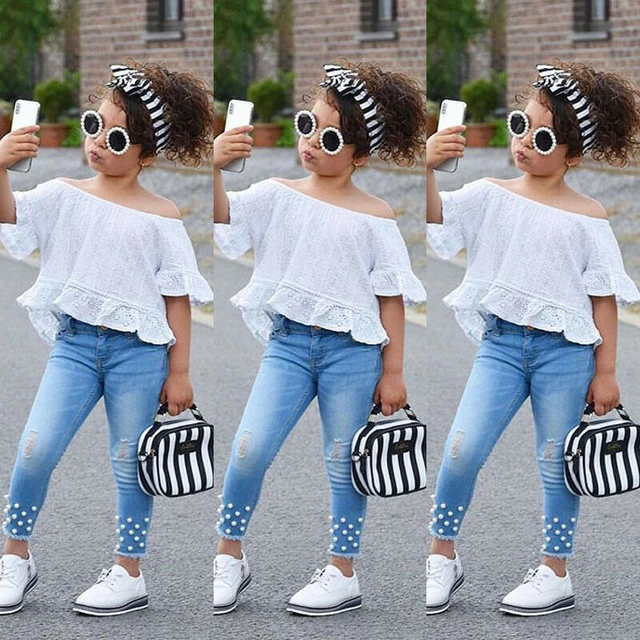 Hirigin Toddler Kids Baby Girls Denim Hot Pants Jeans Outfit Clothes Set