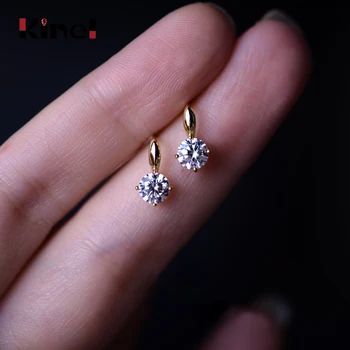 

Kinel 14K Real Gold Plated Zircon Stud Earrings for Women 925 Sterling Silver Earring Festival Fashion Mini Jewelry