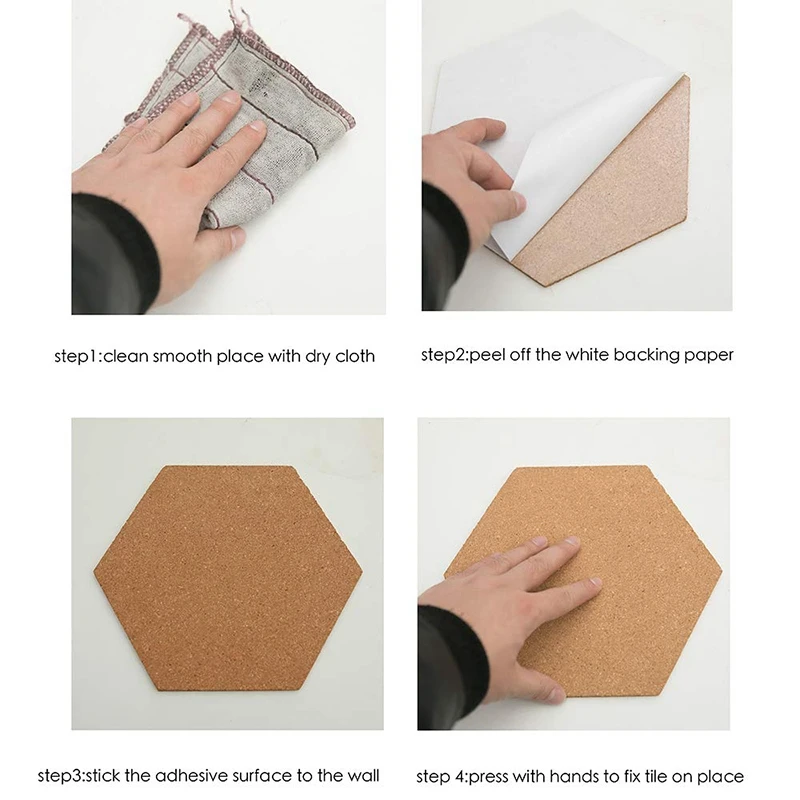

Hexagon Cork Collage Board, Pin Board Decoration, Mini Wall Cloth Bulletin Board, Very Thick 10 Piece, with Full Adhesive Back S