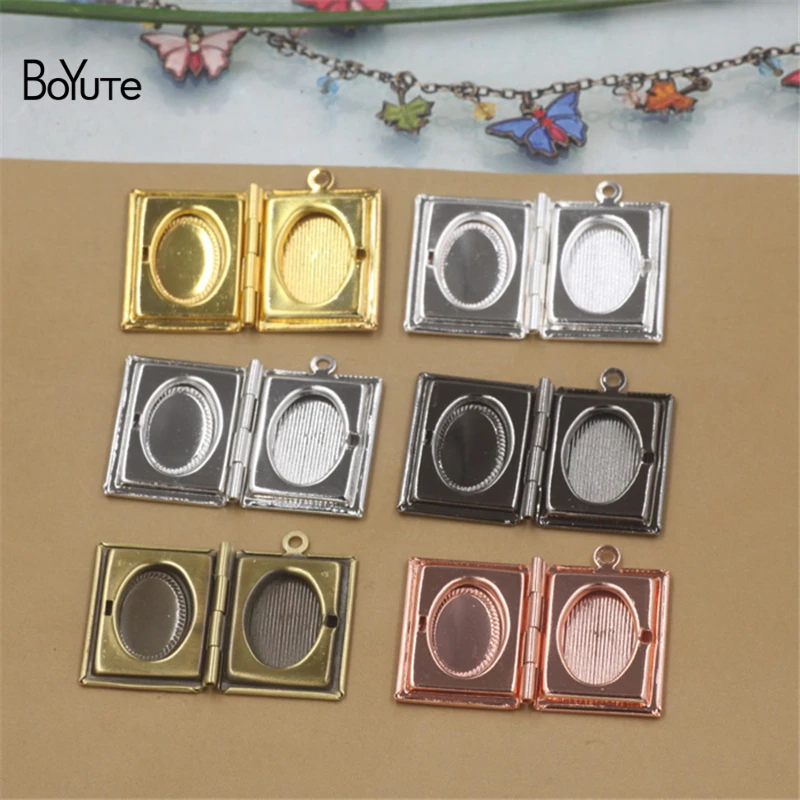 BoYuTe 10Pcs 1926MM Rectangle Locket Photo Locket Book Locket Pendant Floating Locket Charms (4)