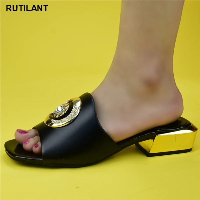 Slipper Pumps-Shoe Nigerian Women Sandals Italian Party Elegant for Lady Casual Footwear