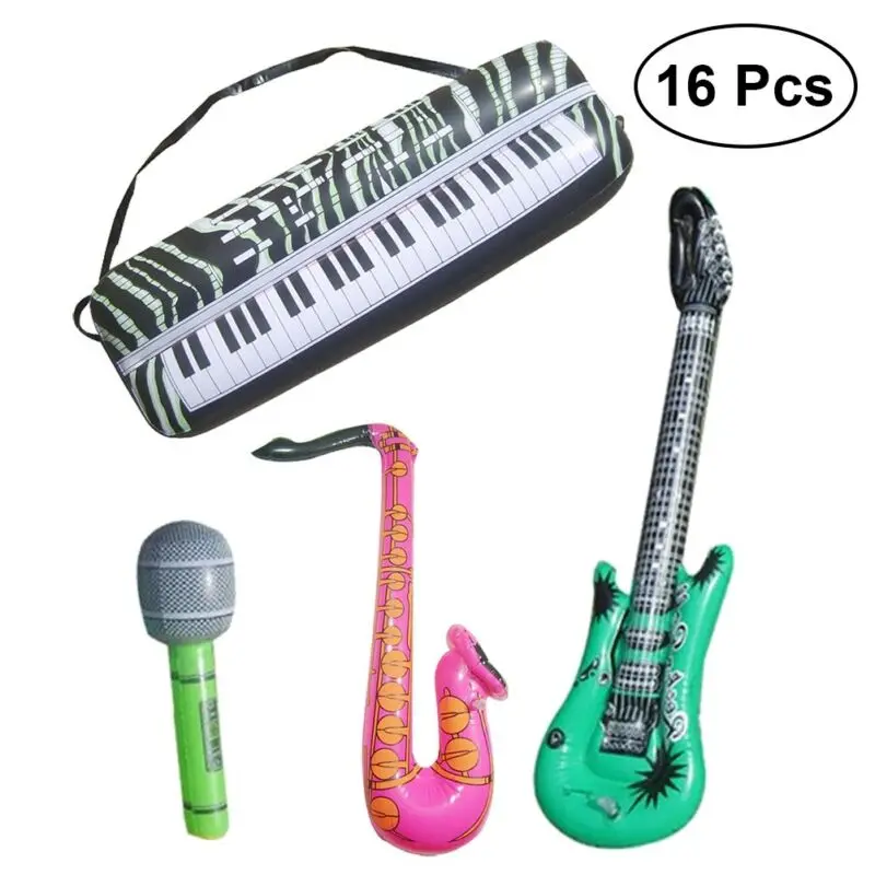 

16Pcs Large Inflatable Blow Up Guitars Party Bag Fillers Musical Disco Rock Prop
