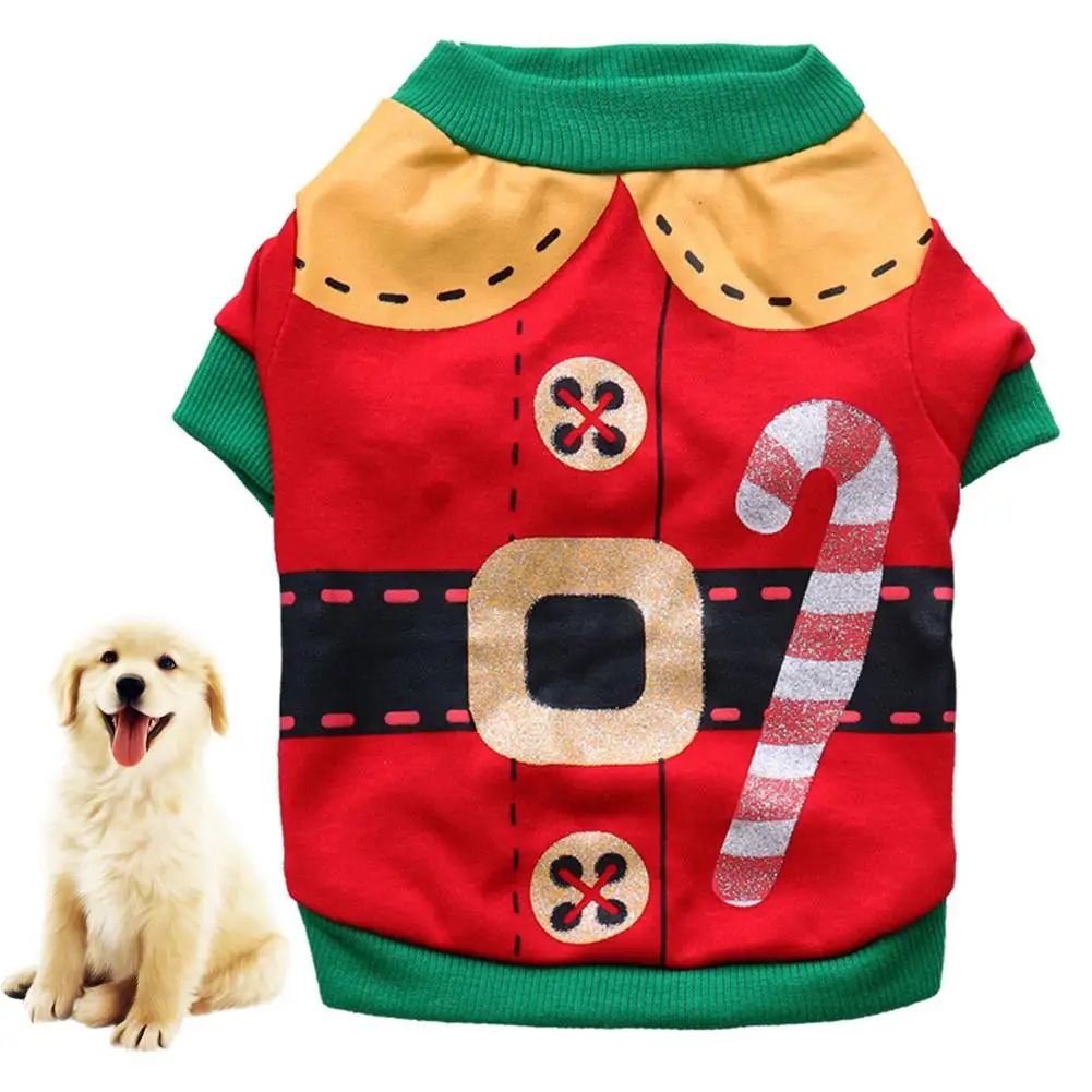 

New Christmas Soft Durable Pet Puppy Dog Cat T-shirt Clothes Vest Santa Costume Coat Pet Xmas Decoration