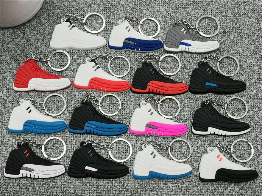 Мини AJ 12 брелок в форме обуви Для мужчин Для женщин дети Jordan Подарочный Брелок для ключей ретро баскетбол брелок-кроссовок для ключей ключ держатель Porte Clef