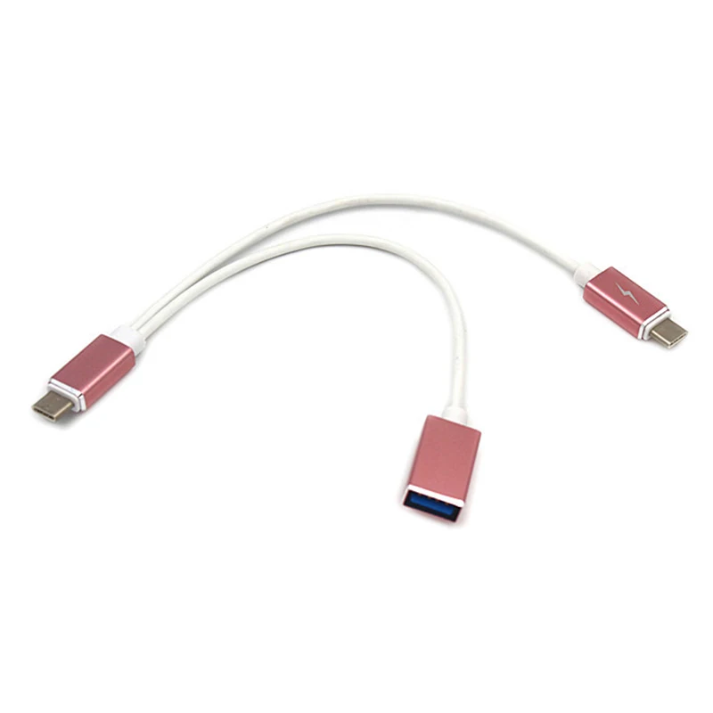05 rose pink Портативный легкий длинный 2 в 1 type-c для OTG передачи данных Кабель-адаптер для зарядки телефона Android для huawei для OPPO для Xiaomi - Цвет: 05 rose pink