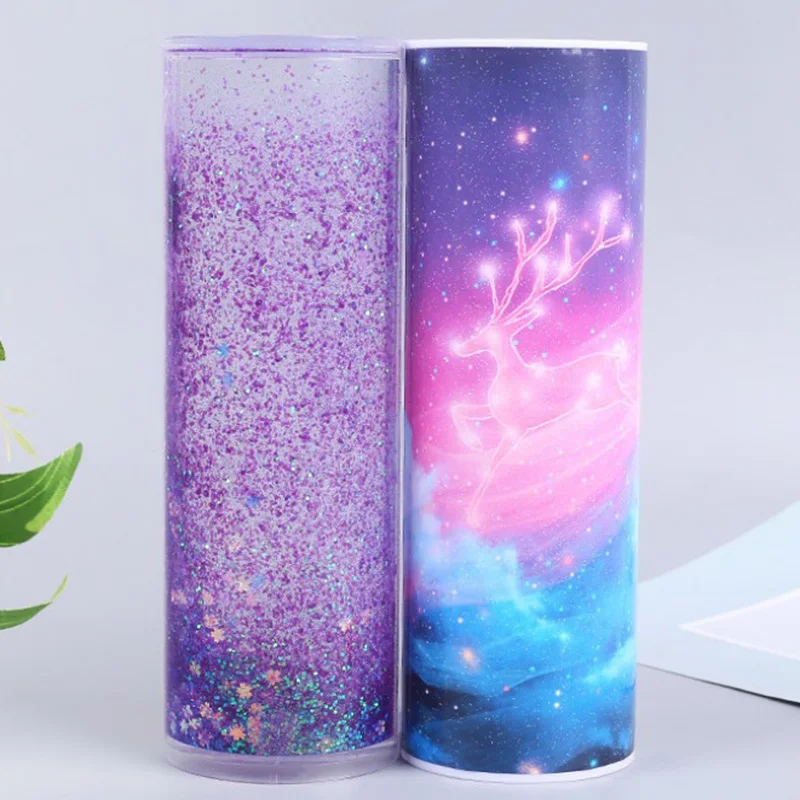 Purple pencil case Зыбучие пески школьный Карандаш Чехол для офисных принадлежностей Многофункциональный студентческой ручки чехол с принтом «сердечки» для маленькой девочки Карандаш Чехол Начальная школа - Цвет: Purple pencil case