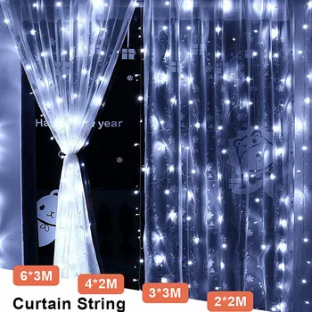 

Curtain LED Light String 220V Wedding Party Outdoor String Lights Chain Christmas Decoration Street Fairy Light Garland slingers