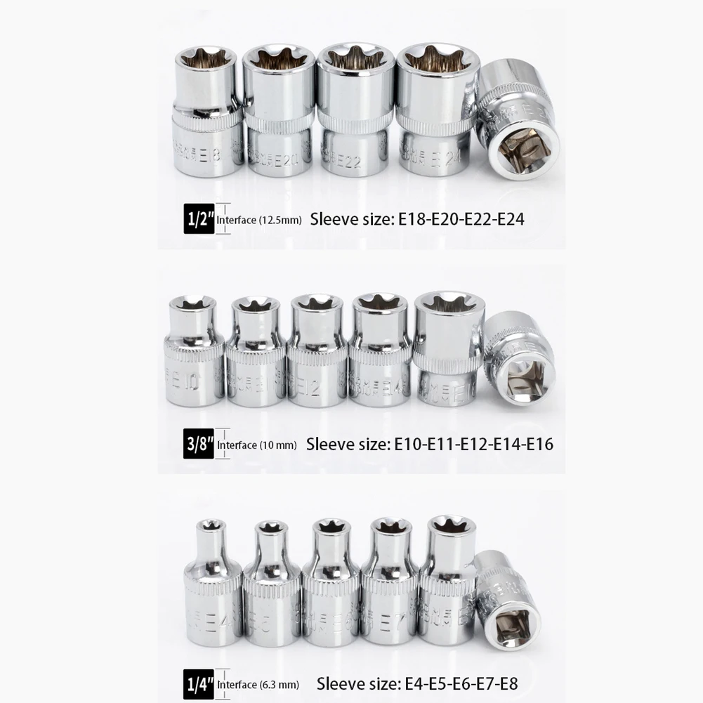 FEMALE TORX STAR SOCKET ON 1//2 DRIVE E14 Chrome Vanadium