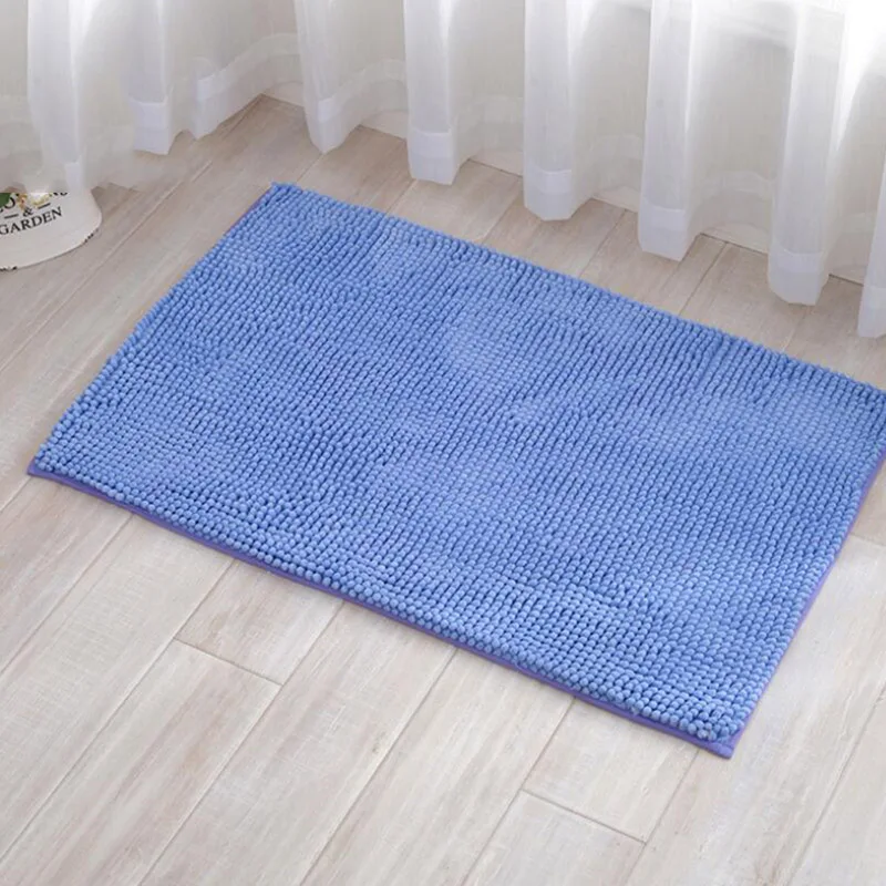 Short-Haired Chenille Doormat Rug Water Absorption Carpet Kitchen Bathroom Carpet Floor Mat for Living Room Anti Slip Bath Mat - Цвет: Blue