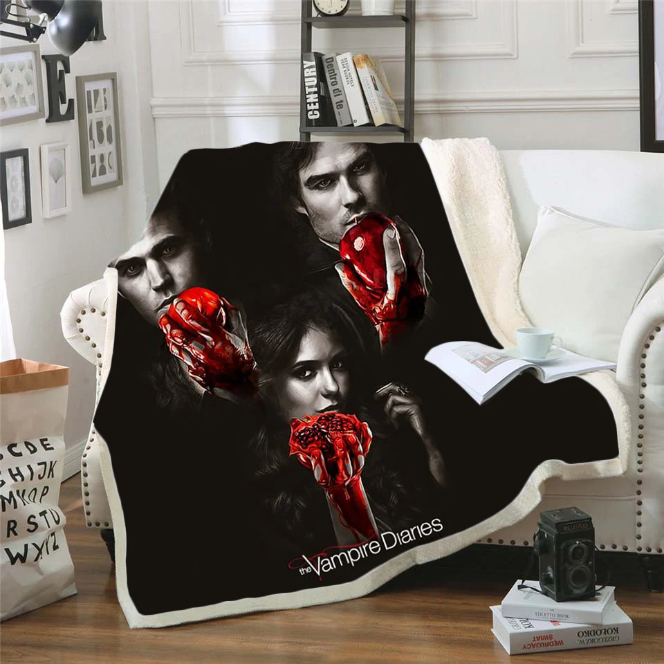 

The Vampire Diaries 3d printed fleece blanket for Beds Hiking Picnic Thick Quilt Bedspread Sherpa Throw Blanket style-6