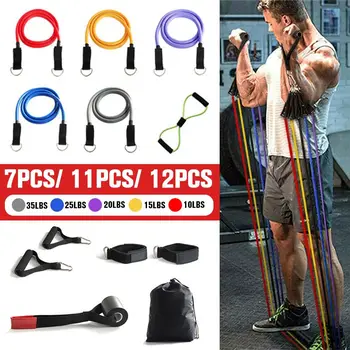 

Fitness Workout Resistance Bands Latex 12pcs/set Exercise Pilates Tubes Pull Rope Expanders Training Workout Yoga Rubber Loop