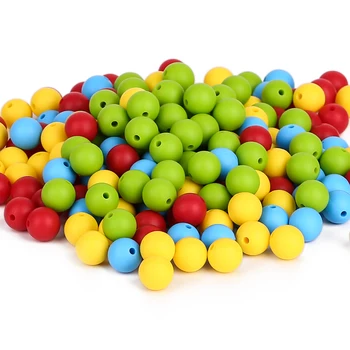 

100pcs 15mm Baby Silicone Teethers Beads Toys BPA Free Food Grade Teething Bead Rodent DIY Pacifier Pendant Nursing Necklace