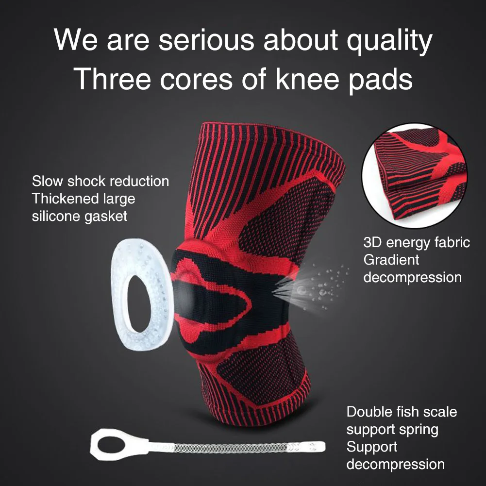 Gym Protector Compression Sleeve Wrap Non Slip Running Knitted Elastic Fitness Knee Brace Spring Support Pad Arthritis Sports