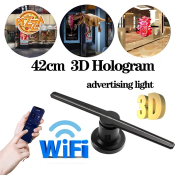 

Astor 3D holographic projector lamp advertising display LED fan holographic imaging lamp 3D WIFI remote holographic player