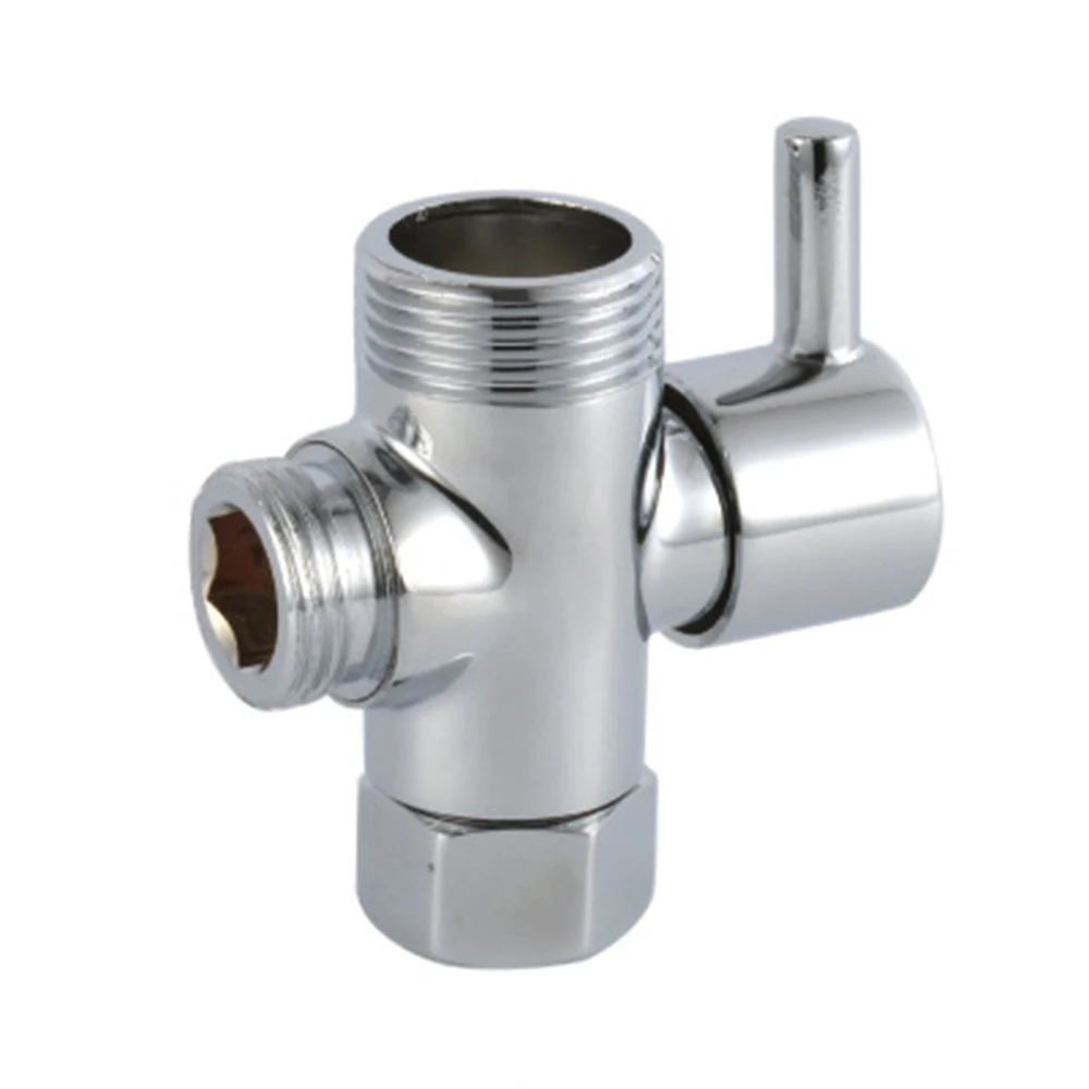 Shower Diverter Valve 3 Ways T-adapter Diverter Valve Polished Chrome Faucet Shower Head Arm Diverter Switch Adapter Replace Bathroom Accessories