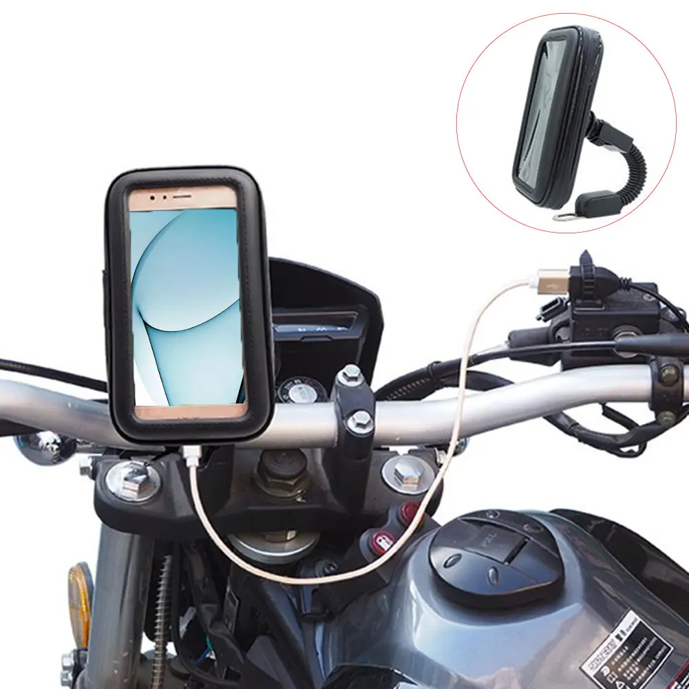 

Phone Holder Universal Waterproof Bracket Motorcycle Mount Decorative Scooter Stable Shockproof Practical Stand Case PU Leather