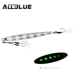 ALLBLUE SLOWER Long Metal Jig Fishing Lure - Slow Cast Jigging Spoon & Artificial Shore Bait - 60g (Color C)