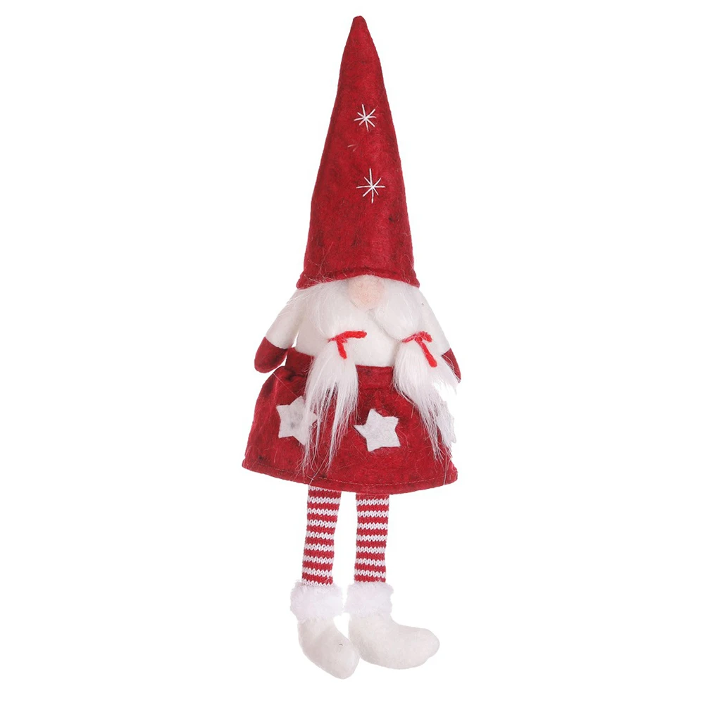 Стильная стойка Рождественская кукла для девочек в скандинавском стиле, Детские вечерние игрушки для дома, яркие безликие подарки, праздничные украшения, милая одежда с орнаментом - Цвет: Красный
