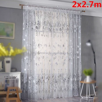 

Transparent Sheer Voile Door Window Curtains Floral Pattern Drapes Valance Window Curtain Or Shop Window Display Background