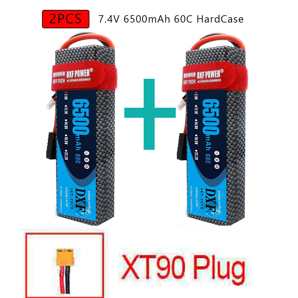 DXF 7,4 V 14,8 V 2S 4S 6500mAh 5200mAh 50C 60C Max 100C 120C LiPo аккумулятор 2S 4S HardCase для 1/8 1/10 RC модель автомобиля Slash Emaxx - Цвет: 2PCS2S5200HARDXT90