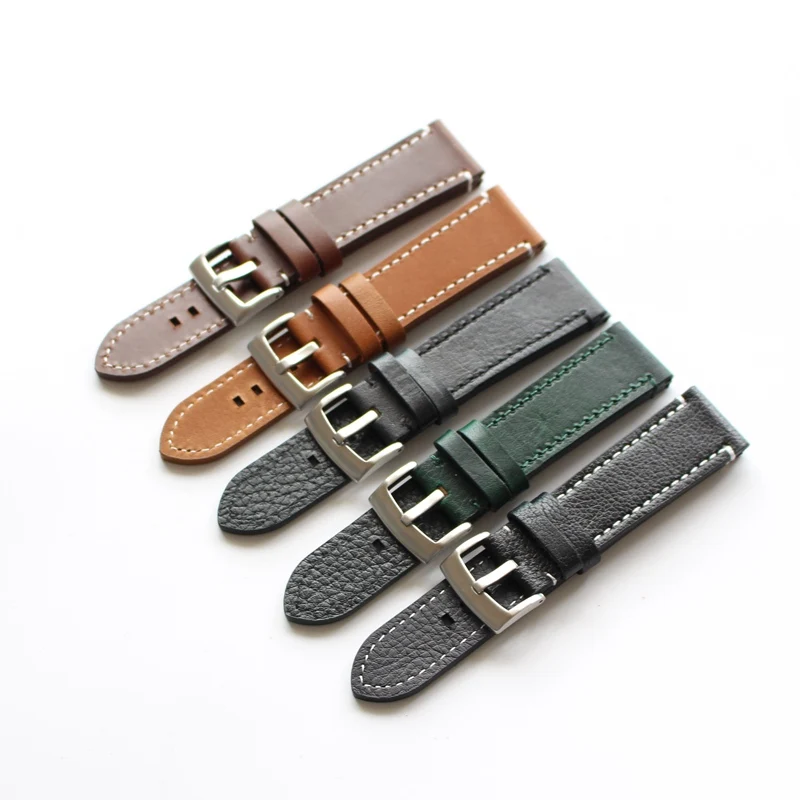 

Handmade Outdoor Mountain Climbing Retro Real Cow Leather Watch Strap 20/22MM Black/Brown/Green MEN'S Watch