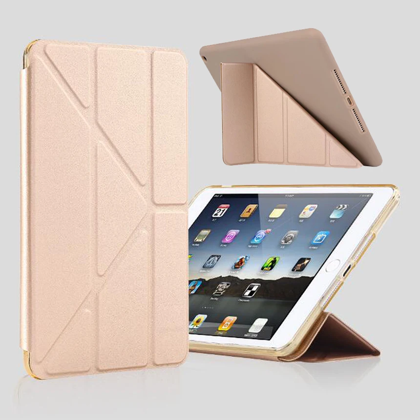 6-складной чехол-книжка Тонкий чехол для iPad Air 1 Air 2 Smart Auto-Sleep чехол A1474 A1566 подставка TPU Защитный чехол для iPad Air 1 2 флип чехол из ТПУ