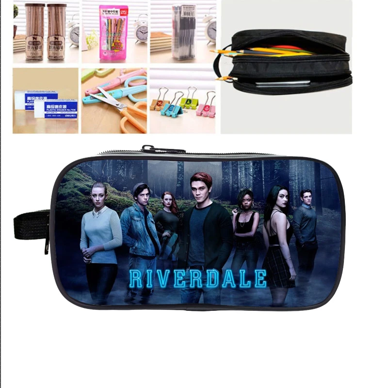 Sac a dos-Mochila de maquillaje de Anime Riverdale, bolso estampado 3D con doble cremallera, Kpop para útiles escolares para niños, bolsa de cosméticos