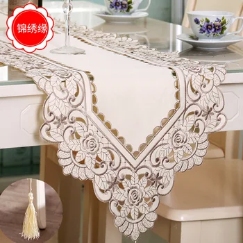 

Spring Style Embroidered hollow table flag pastoral table cloth tea table cloth art table flag cloth art
