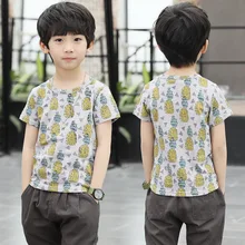 Seckilling/детская футболка для мальчиков из чистого хлопка; топы с рисунками для больших мальчиков; футболка; S18-071