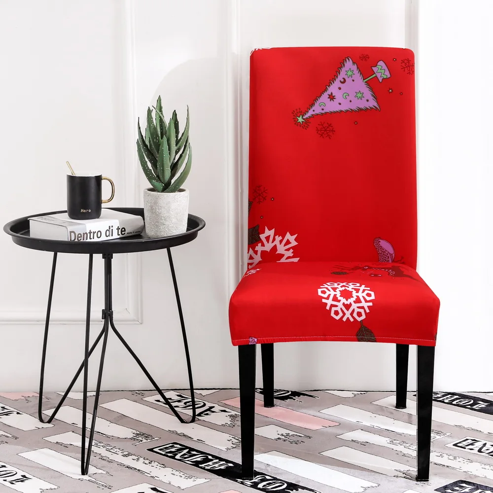 Christmas Decor Dining Room Chair Cover Removable Washable Stretch Seat Cover Universal Size Chair Covers Seat Slipcovers