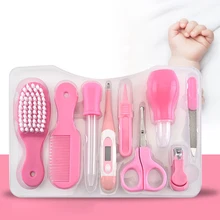 9 шт. инструменты для ухода ABS Новорожденные ножницы для ногтей Дети ногтей маникюрный Триммер Инструменты термометр гребень Безопасный Набор для новорожденных