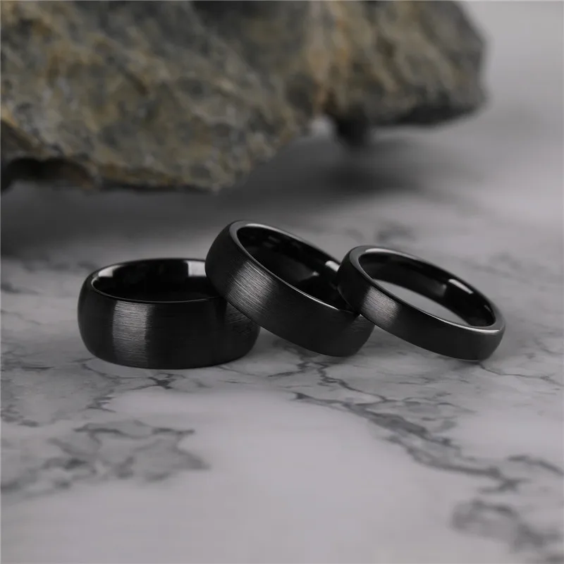 Tigrade Ceramic Brushed Black Ring For Men Women 4/6/8mm Width Tendy Male Wedding Ring Matte anillos mujer Plus Size