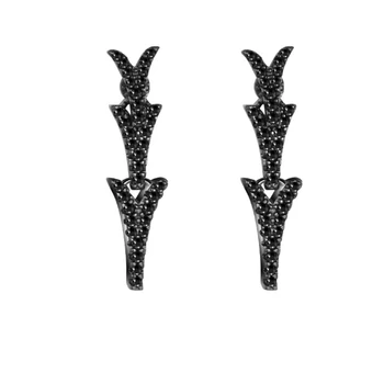 

Trendy Solid 925 Sterling Silver Black Gold Dragon Tail Bond Stud Earring Micro Cubic Zirconia Women Fine Party Jewelry
