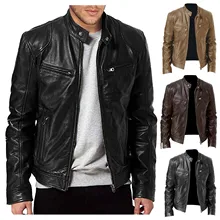 

FAKUNTN Leather Jacket Motorcycle Men's Jackets Black Men Faux Jaqueta De Couro Masculina Outwear Male Pu Leather Coats
