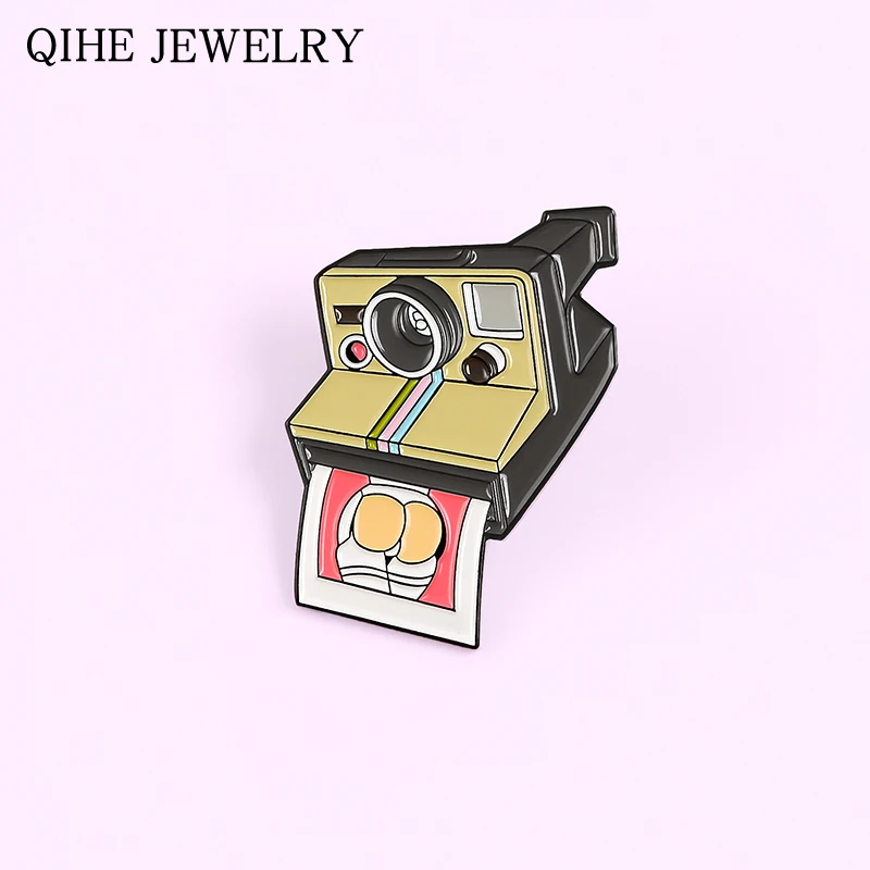 Camera Enamel Pin Badge Photo Picture Black Color Brooches Backpack