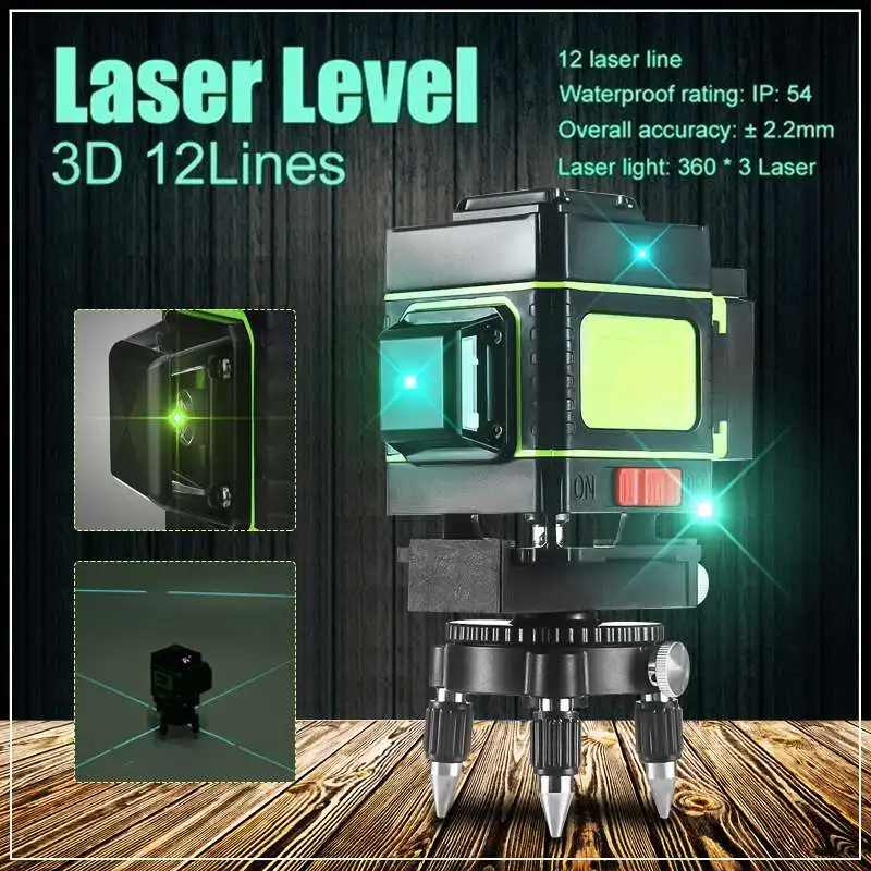 12 линий синий лазерный уровень 3D самонивелирующийся 360 градусов вращающийся горизонтальный и вертикальный перекрестный лазерный уровень с пультом дистанционного управления