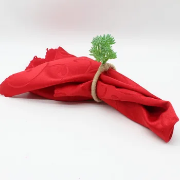 

6pcs/set Artisan Crafted Handmade Rustic Simulation Succulent Green Plant Napkin Rings for Dinner Table Decoration