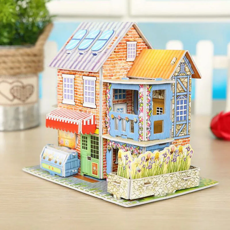 Дети 3D DIY мультфильм бумажная головоломка-цветок дом замок Модель Строительство сборка раннего обучения подарок игрушки для детей