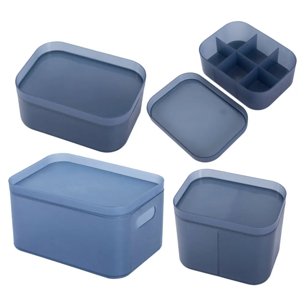

4PCS Cosmetic Storage Boxes Plastic Organizing Box Mask Lipstick Box Frosted Storage Boxes Multi-purpose Storage Box for Hotel H