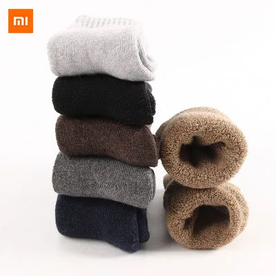 Одна пара новых зимних толстых мужских шерстяных носков Xiaomi Mijia Youpin, кашемировые хлопковые и бархатные толстые теплые махровые носки