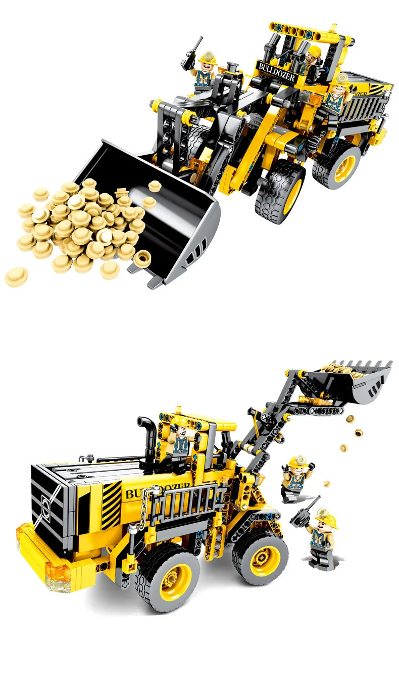 YUKALA инженерный бульдозер кран совместимый технический грузовик строительный блок городская Строительная игрушка для детей подарок